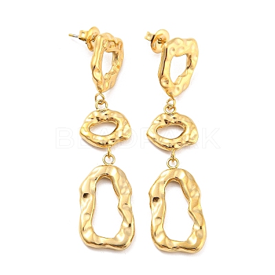Hammered 304 Stainless Steel Stud Earrings EJEW-C067-21G-1