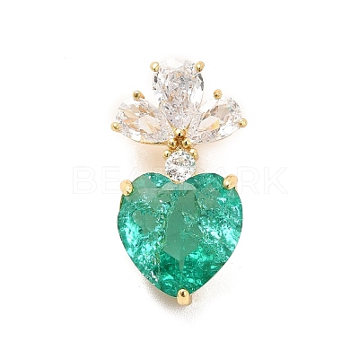 Brass Micro Pave Clear Cubic Zirconia Pendants KK-I695-070G-01-1
