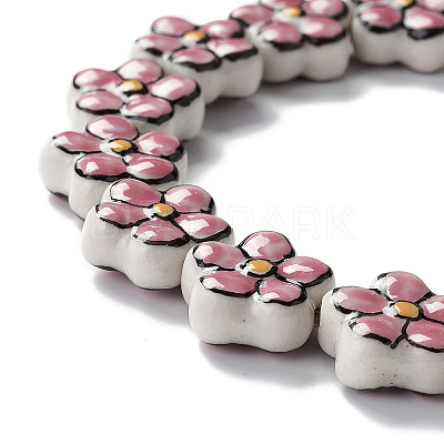 Handmade Porcelain Flower Beads Strands PORC-F003-01F-1