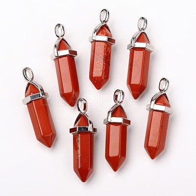 Natural Red Jasper Double Terminated Pointed Pendants X-G-F295-04D-1