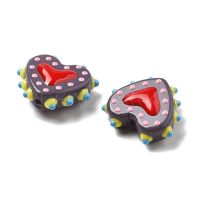 Baking Paint Glass Bumpy Beads Heart LAMP-V001-07A-1
