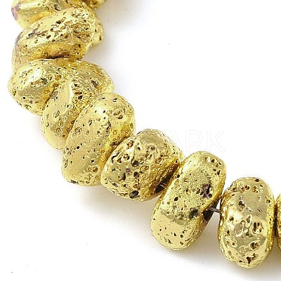 Electroplated Natural Lava Rock Beads Strands G-L606-D02-01B-1