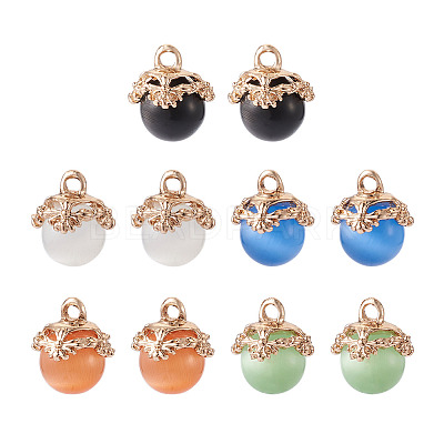 10pcs 5 colors Cat Eye Glass Charms CE-FW0001-01-1