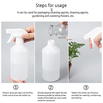 500ml White Plastic Trigger Spray Bottles with Adjustable Nozzle Empty Mist Spray Bottles for Cleaning Plant Flowers Home Garden AJEW-BC0005-72-1