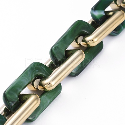Handmade CCB Plastic Boston Link Chains AJEW-JB00683-01-1