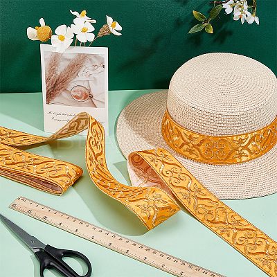Ethnic Style Floral Pattern Embroidery Polyester Ribbons OCOR-WH0104-44B-1