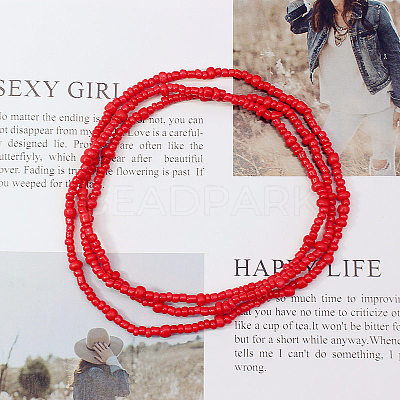 Glass Seed Rondelle Beaded Waist Beads WGC6815-03-1