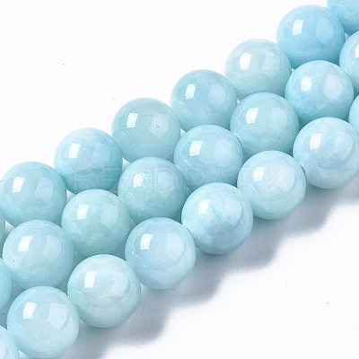 Natural Dyed Yellow Jade Gemstone Bead Strands G-R271-10mm-Y04-1