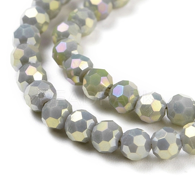 Round Full Rainbow Plated Faceted(32 Facets) Electroplate Glass Beads Strands X-EGLA-J130-FR16-1