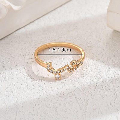 Shiny Brass LOVE Ring with Cubic Zirconia for Women Casual Holiday OT5986-5-1