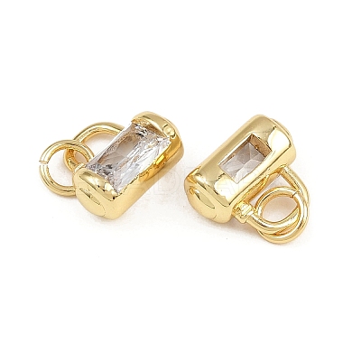 Brass Micro Pave Clear Cubic Zirconia Charms KK-A269-37G-1