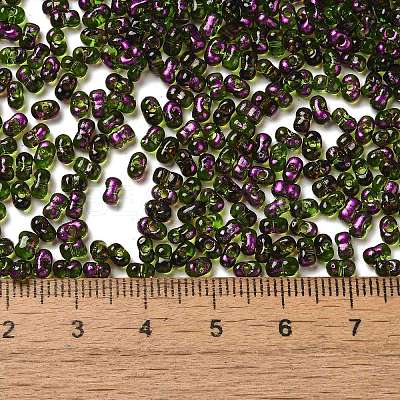 Spray Painted Glass Seed Beads SEED-F005-07A-03-1