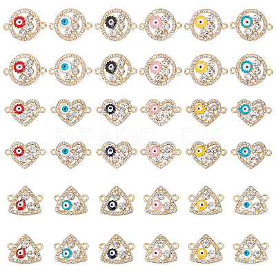 36Pcs 18 Style Rack Plating Light Gold Alloy Enamel Links Connectors ENAM-PH0001-88-1
