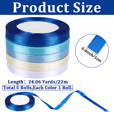 5 Rolls 5 Colors Polyester Ribbon OCOR-CP0001-26A-1