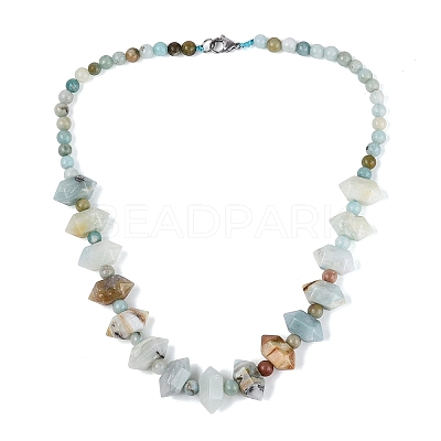 Natural Flower Amazonite Round & Cone Beaded Necklaces NJEW-N064-03J-1
