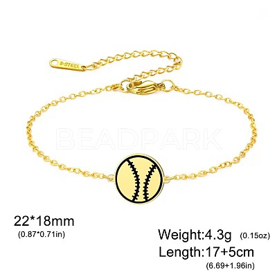 304 Stainless Steel Sport Ball Link Bracelets for Women WG444BD-02-1