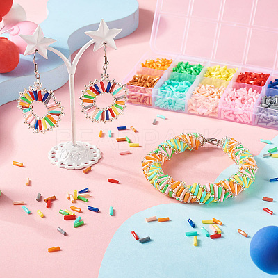 80G 10 Colors Baking Paint Glass Twist Bugle Beads SEED-TA0001-47-1