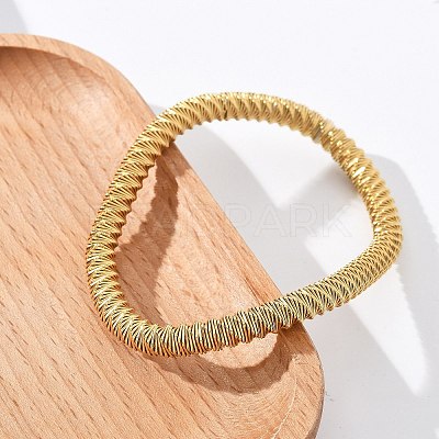 304 Stainless Steel Stretch Bangles for Women BJEW-P315-02G-G-1