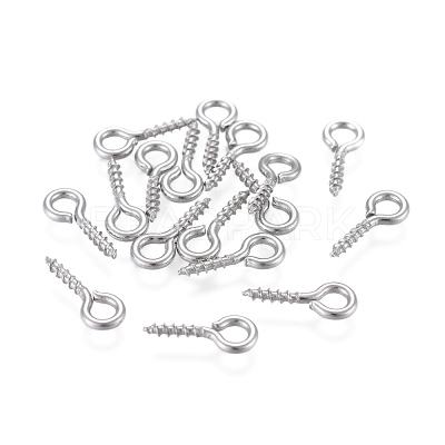 Non-Tarnish 304 Stainless Steel Screw Eye Pin Peg Bails X-STAS-K171-52P-10x4mm-1