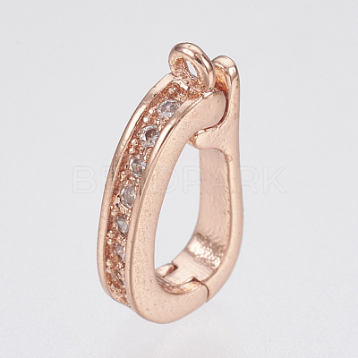 Brass Micro Pave Cubic Zirconia Fold Over Clasps ZIRC-F083-116-RS-1