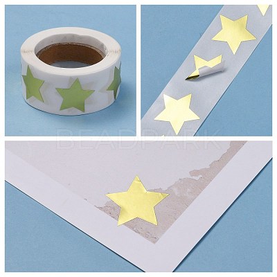 Metallic Foil Star Shape Paper Sticker Labels X-DIY-E023-03-1