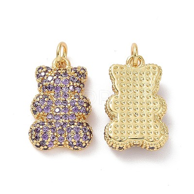 Brass Micro Pave Cubic Zirconia Pendants ZIRC-F134-23G-01-1