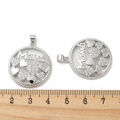 Mother's Day Theme Rack Plating Brass Micro Pave Cubic Zirconia Pendants KK-F869-20P-01-1