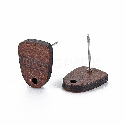 Walnut Wood Stud Earring Findings X-WOOD-S054-46-1