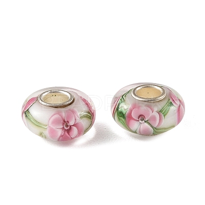 Lampwork & Brass Core European Beads LAMP-P019-01P-26-1