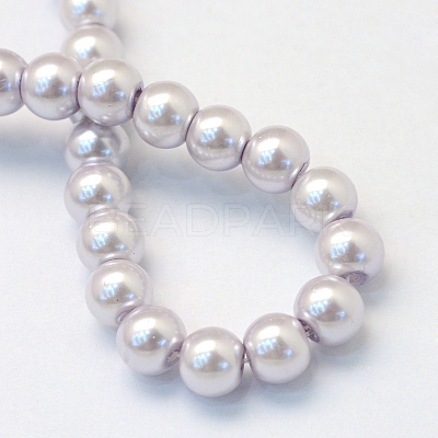 Baking Paint Pearlized Glass Pearl Round Bead Strands X-HY-Q330-8mm-25-1