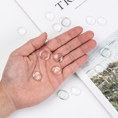 Transparent Glass Cabochons X-GGLA-R026-16mm-1