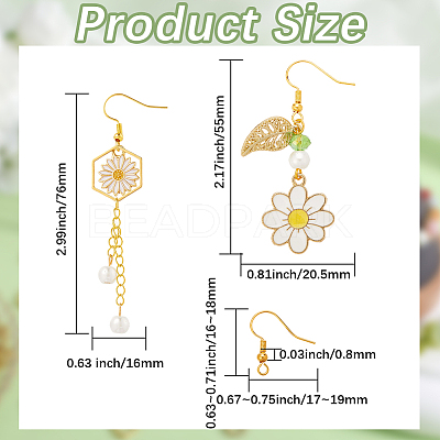 DIY Daisy Dangle Earrings Making Kits DIY-SC0003-32-1