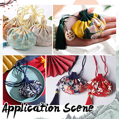 7Pcs 7 Colors 3D Floral Embroidery Satin Drawstring Bags ABAG-PH0001-88-1