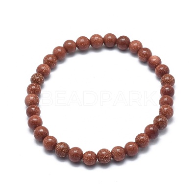 Synthetic Goldstone Bead Stretch Bracelets BJEW-K212-C-002-1