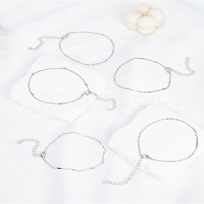 5Pcs Iron Chain Anklet Sets AJEW-LP0007-10P-1
