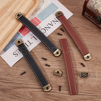 4 Sets 2 Colors PU Leather Drawer Handles DIY-GF0006-73-1