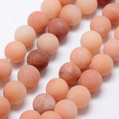 Natural Pink Aventurine Beads Strands G-G716-01-8mm-1