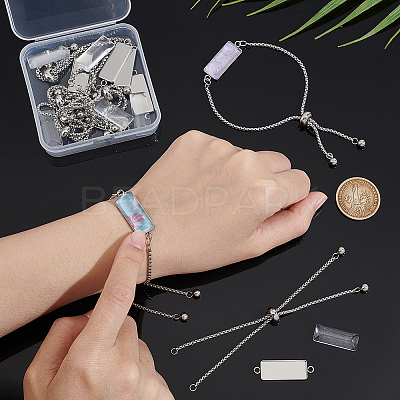 DIY Blank Rectangle Dome Link Bracelet Making Kit DIY-UN0005-31-1