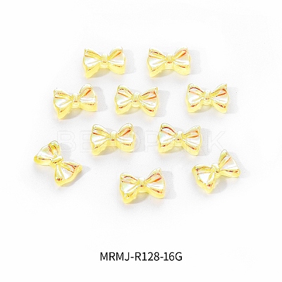 Electroplated Bowknot Resin Cabochons MRMJ-R128-16G-1