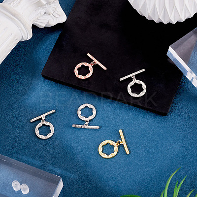 5Pcs Flat Round Brass Toggle Clasps KK-TADJ0001-23-1