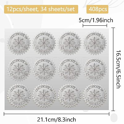 34 Sheets Silver Foil Embossed PET Picture Sticker DIY-WH0528-001-1