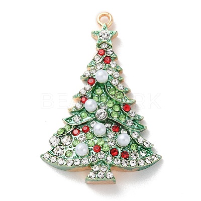 Christmas Zinc Alloy Rhinestone Pendnats PALLOY-K008-01C-KCG-1