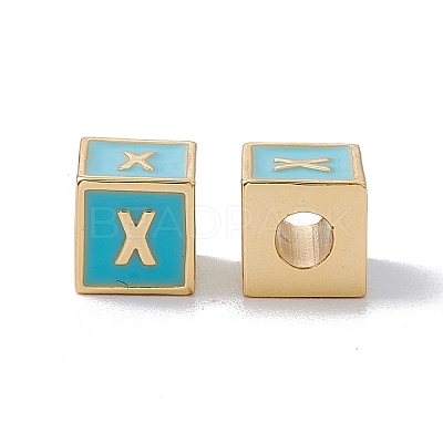 Rack Plating Brass Enamel Beads KK-B060-04G-06X-1