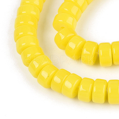 Opaque Solid Color Glass Beads Strands GLAA-N026-3x6mm-03-1
