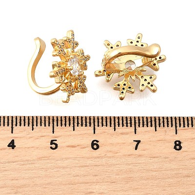 Brass Micro Pave Clear Cubic Zirconia Cuff Earrings EJEW-F370-25G-1