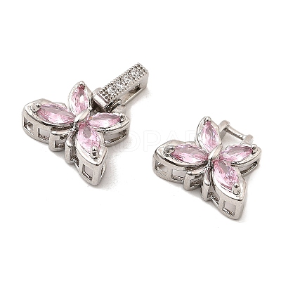 Brass Micro Pave Cubic Zirconia Fold Over Clasps KK-C075-35P-1