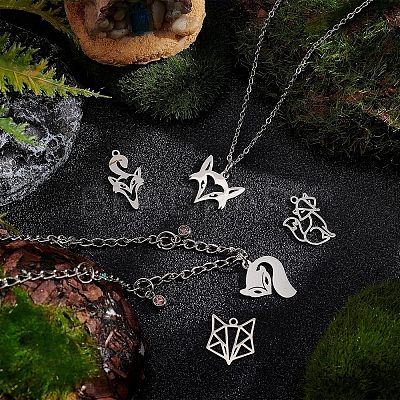 20Pcs 5 Styles 201 Stainless Steel Pendants STAS-UN0035-61-1