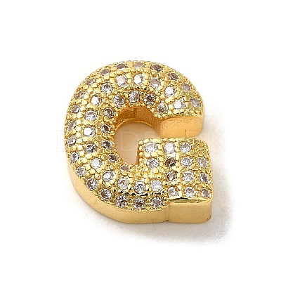 Brass Micro Pave Clear Cubic Zirconia Charms ZIRC-C009-01G-G-1