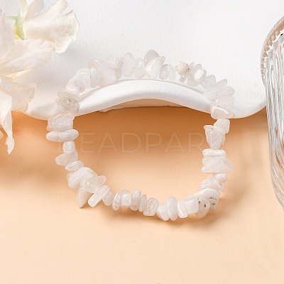 Unisex Chip Natural Rainbow Moonstone Beaded Stretch Bracelets BJEW-S143-37-1