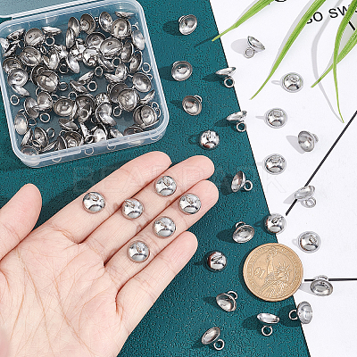 100Pcs 201 Stainless Steel Bead Cap Pendant Bails STAS-UN0042-25A-1